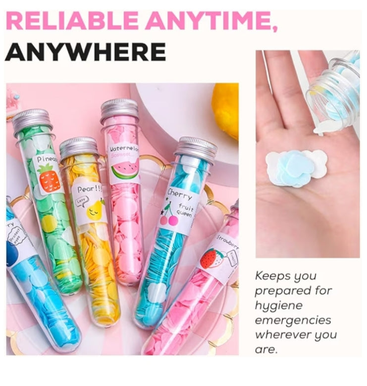 Disposable Paper Soap Tube, Mixed Fragrance Paper Soap Sheets, Flower Design, Compact and Portable, Gentle on All Skin Types, Dissolves Easily, Hygienic and Travel-Friendly pack of 3 and3 free