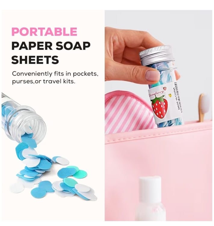 Disposable Paper Soap Tube, Mixed Fragrance Paper Soap Sheets, Flower Design, Compact and Portable, Gentle on All Skin Types, Dissolves Easily, Hygienic and Travel-Friendly pack of 3 and3 free