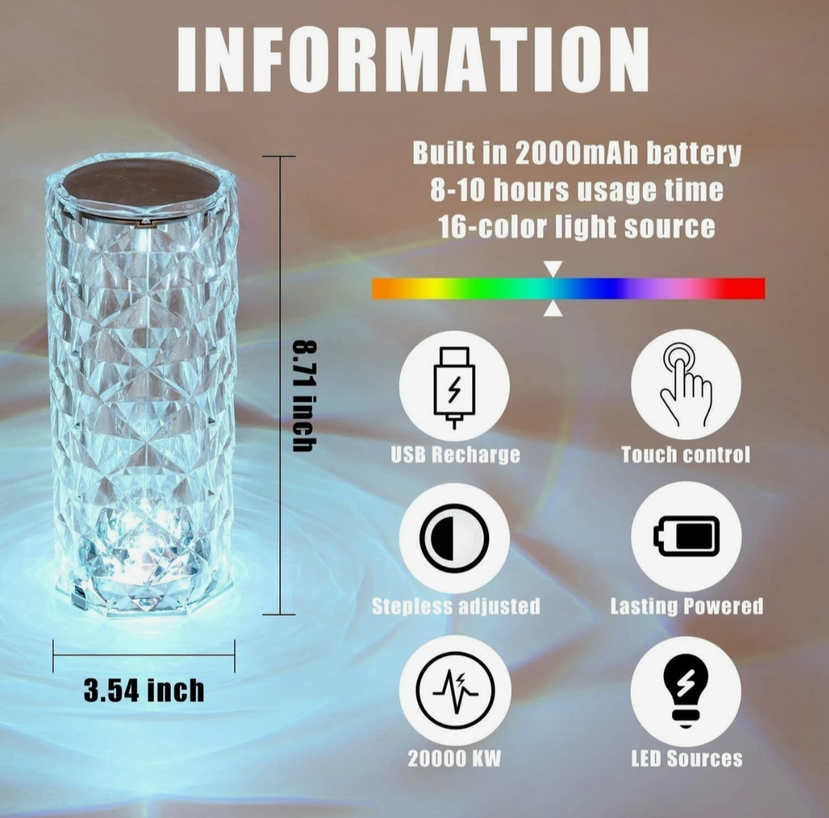 Rose diamond table lamp