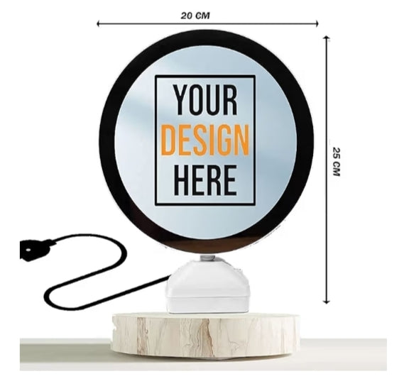 Magic Mirror Photo Frame With Light Photos Gift Personalized Customized Frames For Valentines Day Gifts, Anniversary, Birthday And Home Decor(Plastic, Tabletop, White, Pack Of 1,Round, framed)